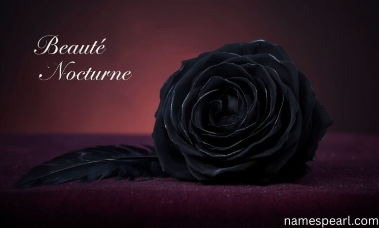 Black rose and dark feather representing names that mean dark beauty
