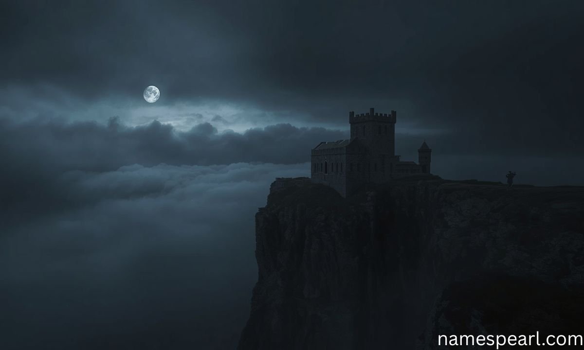 Names that mean fear inspired by a dark castle, storm clouds, and mysterious shadows