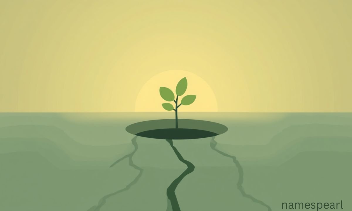 Sapling growing through stone for boy names symbolizing renewal after loss