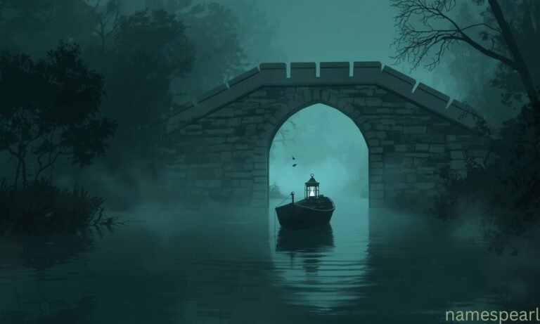 Lantern boat on a misty river for boy names that mean death