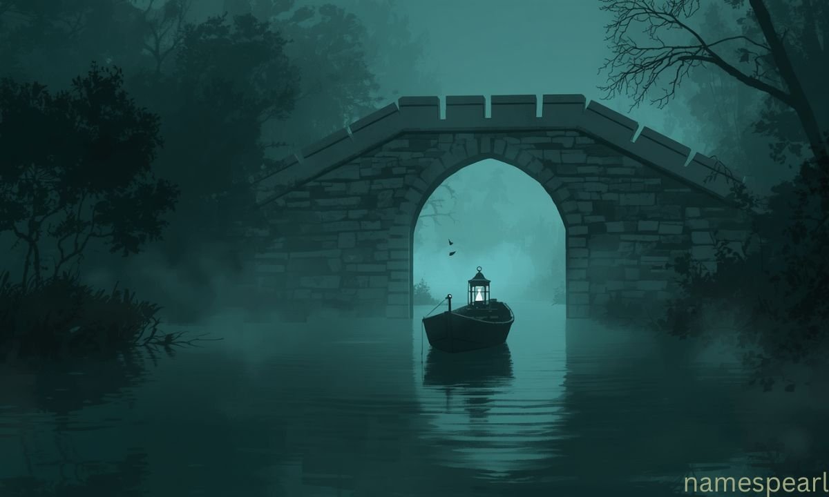 Lantern boat on a misty river for boy names that mean death