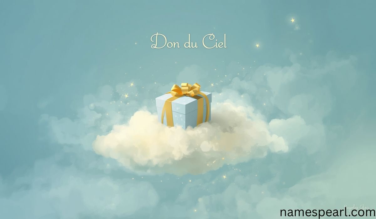 Golden gift on a cloud representing girl names that mean gift from God