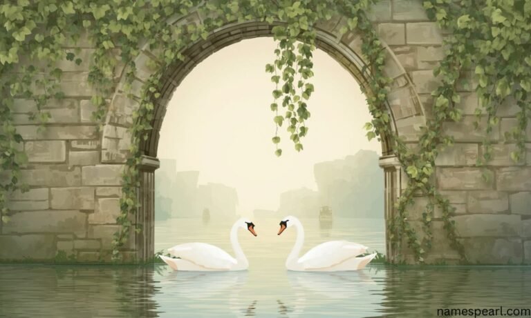 Ivy and swans symbolizing names that mean faithful