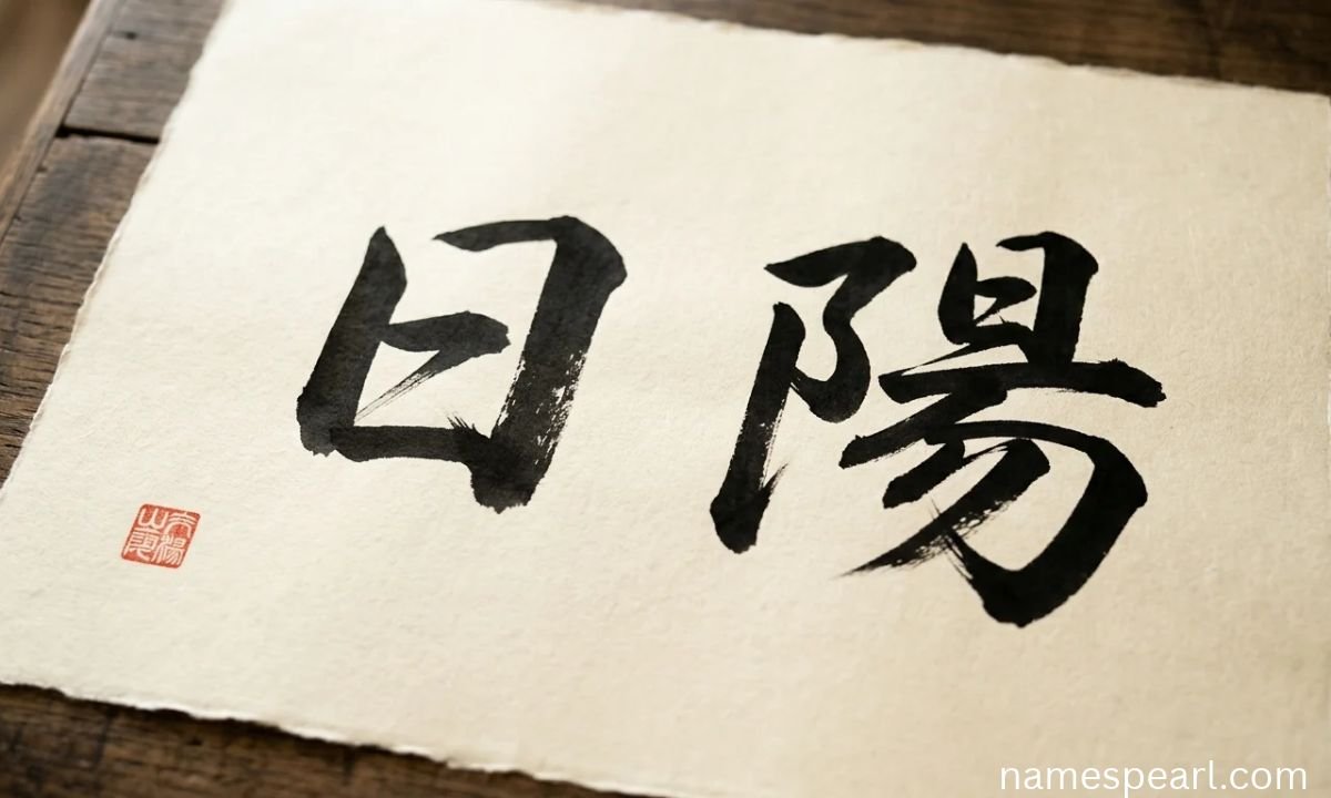 Japanese kanji for sun 日 and 陽 written in traditional brush calligraphy